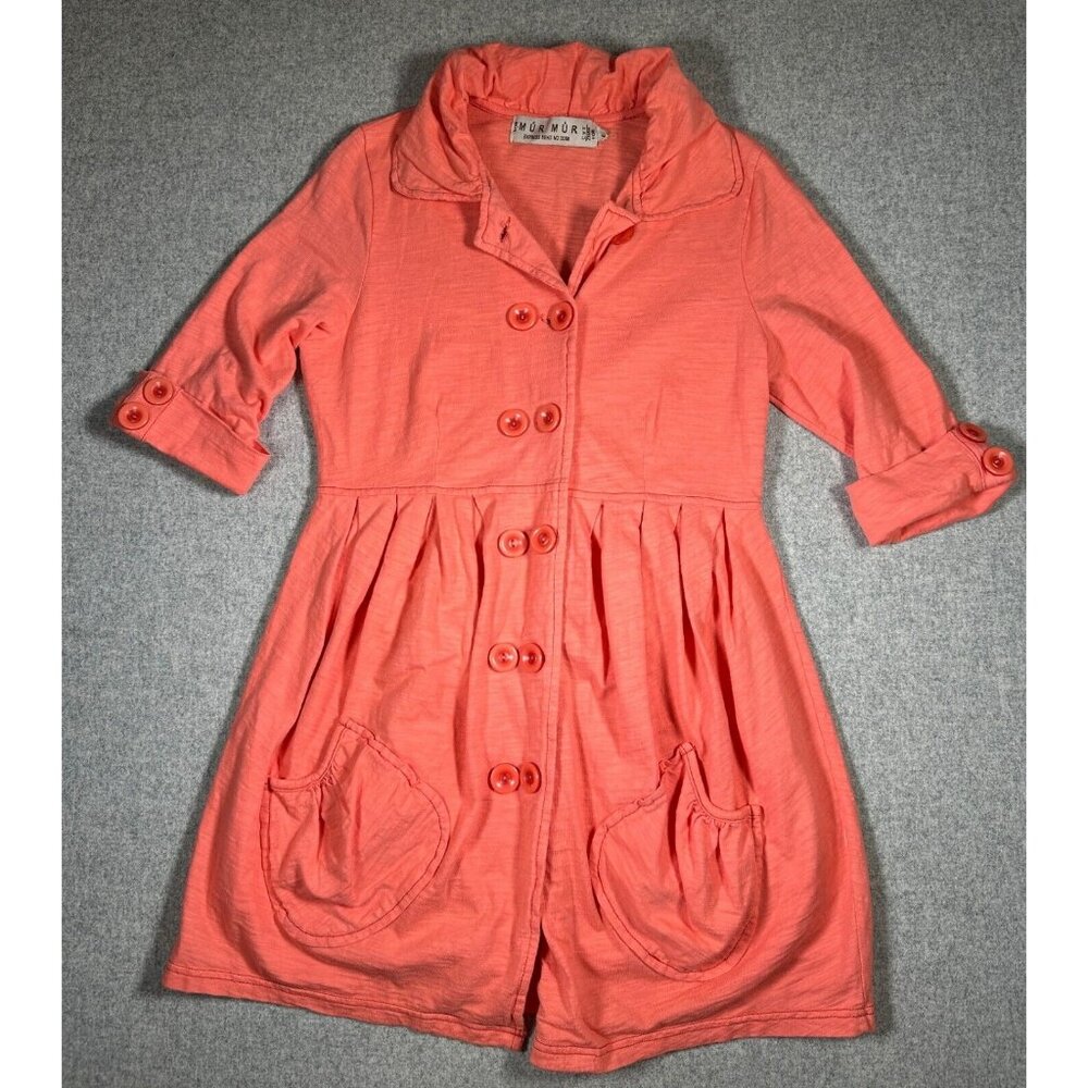 Mur Mur Womens Long‎ Top or Dress Large Orange Button Lagenlook Stretch